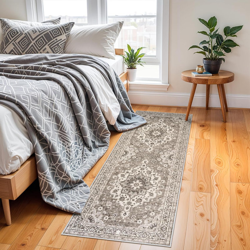 Washable Oriental Hallway Runner Rug - Rugs for Living Room Soft Carpet for Bedroom Kitchen Waterproof Floral Distressed Indoor Stain Resistant Non-Shedding Floor Carpets