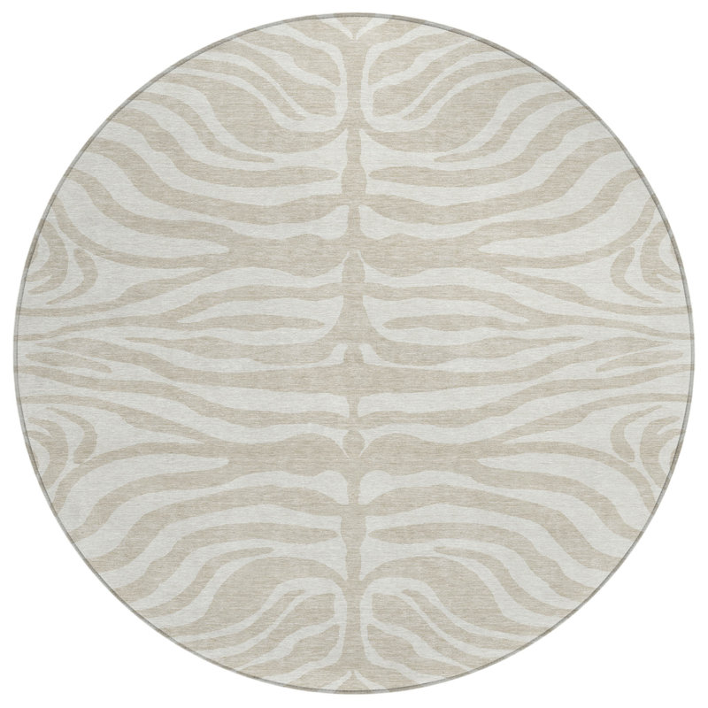 Tapis d'intérieur rond lavable beige 8 pi HomeRoots