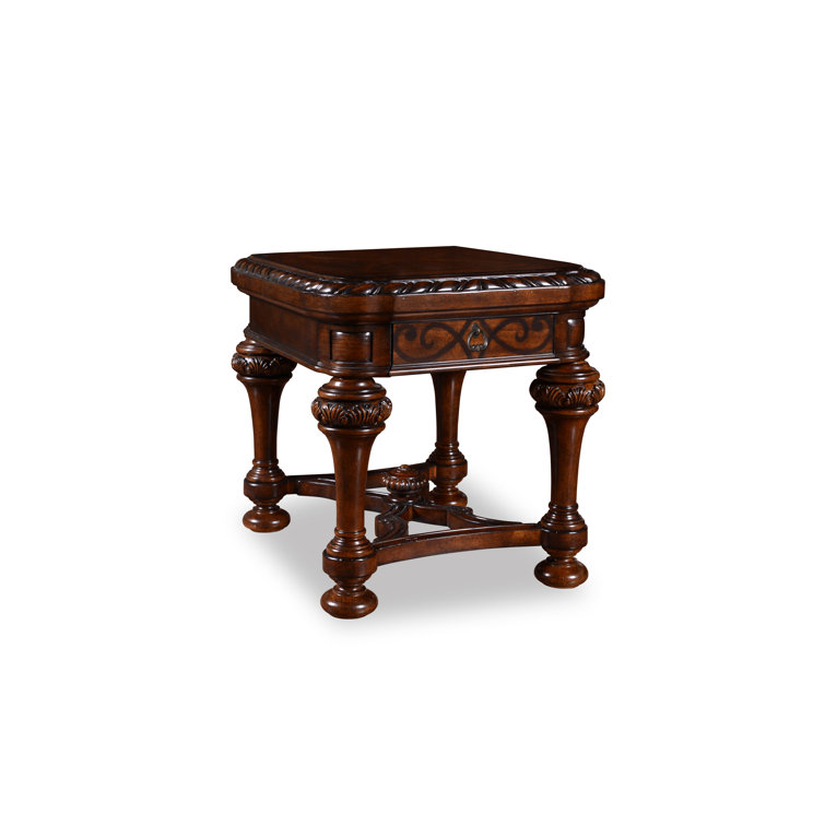 Firenze Solid Wood Top End Table with Storage