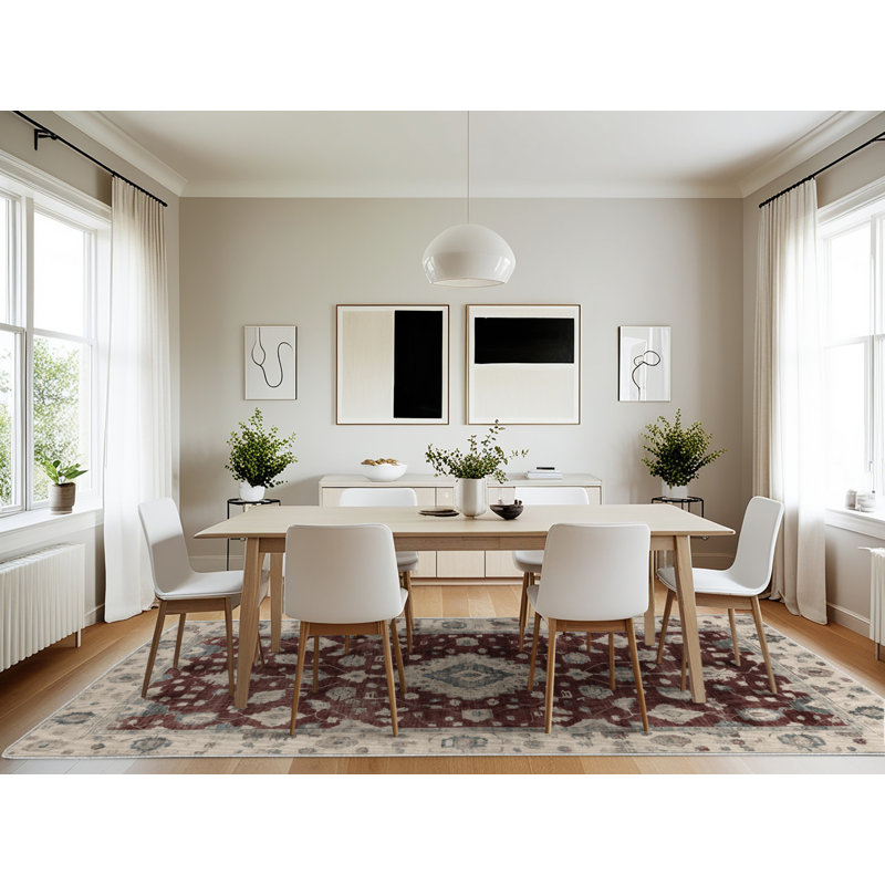 Machine Washable Overdyed Beige Area Rug, Rectangle 7' x 10'