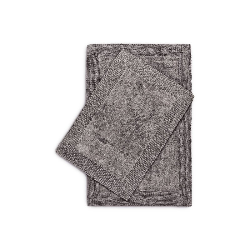 Regina Cotton Bath Rug, Marble Gray