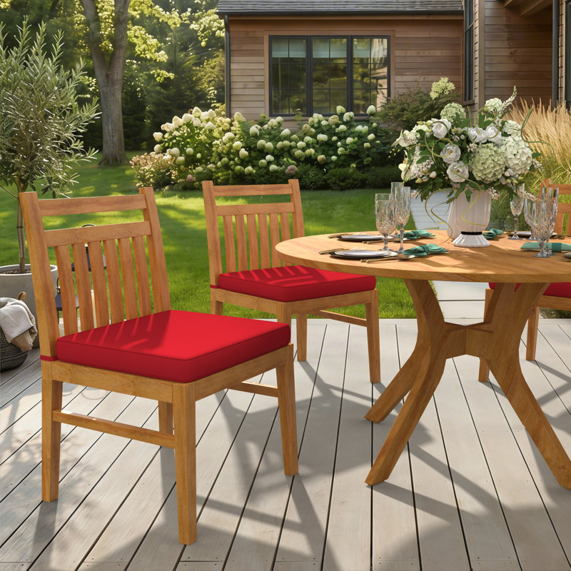 Sunbrella Indoor/Outdoor Dining Chair Cushion, Sunbrella® Jockey Red, 21" W x 19" D