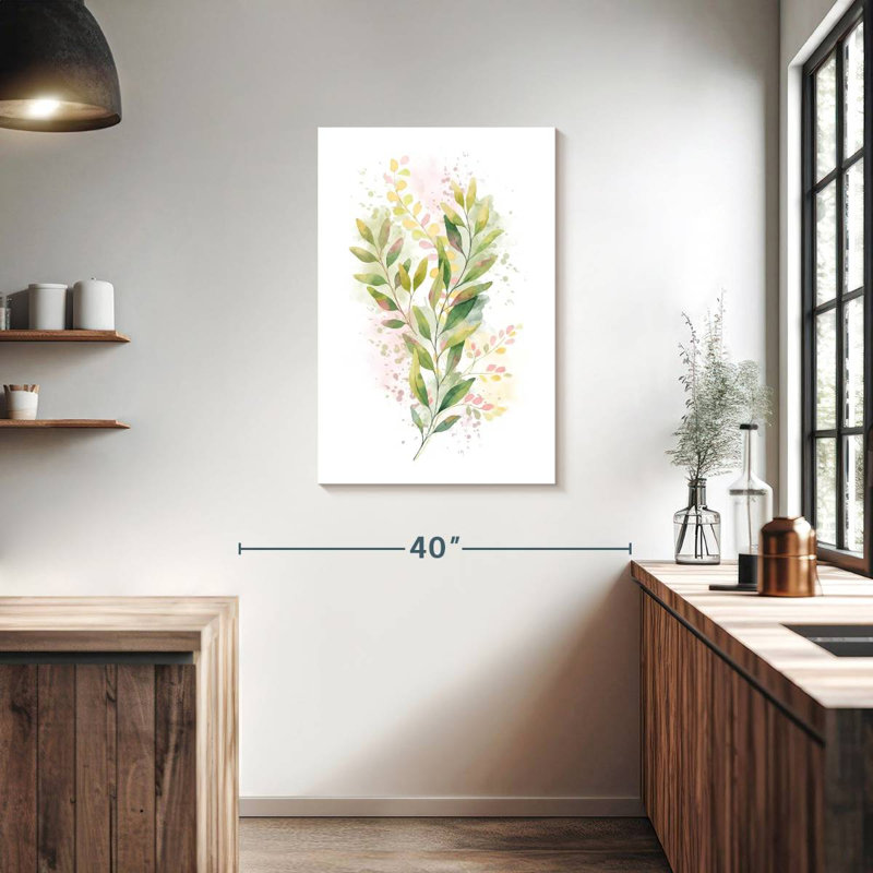 Green Leaf Branch Splatter, 36" H x 24" W