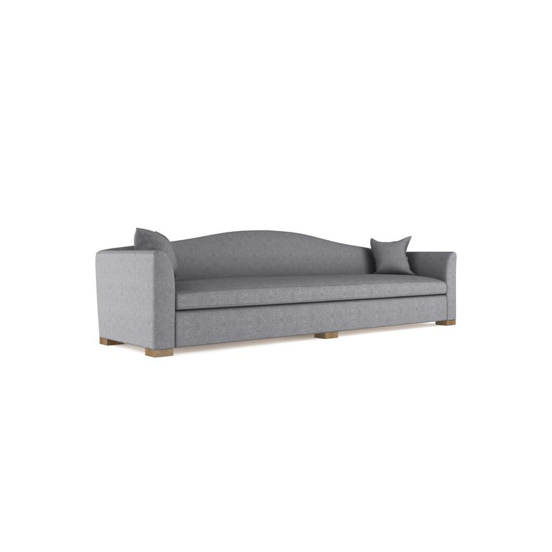 Horatio Camelback Taper Curved-Arm Extra Long Sofa, Pebble Weave Linen Alabaster, Natural, 33" H x 120" W x 40" D
