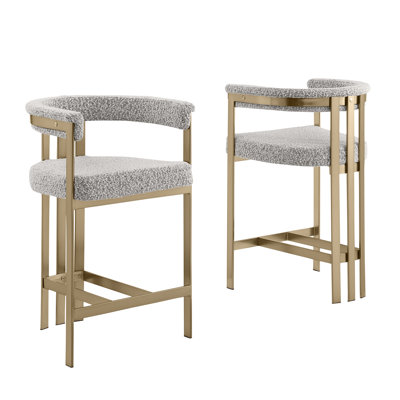 Counterheight & Barstool Boucle Fabric Chairs with Brushed Matte Chrome by Hokku Designs