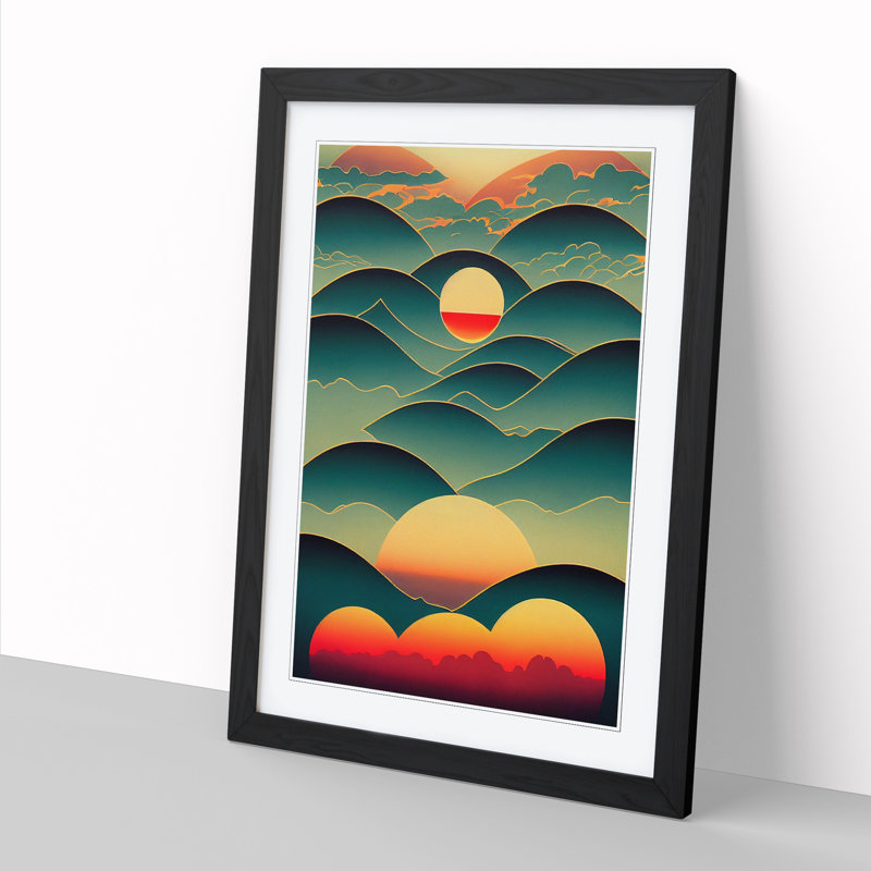 Sunset Collage - Framed Print, 64cm H x 25cm W x 2cm D, Oak