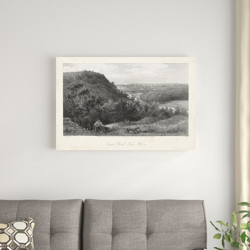 East Rock, New Haven par William Cullen Bryant - peinture sur toile tendue, H 24 po x l 36 po