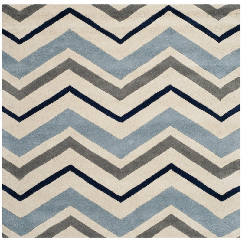 Teresita Hand Tufted Wool Chevron Rug, Square 5'