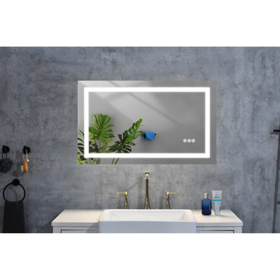 32*24 Bathroom Led Vanity Mirror With Fog, Practical Function - White Aluminium 24x32 Lights, Fashion Forward