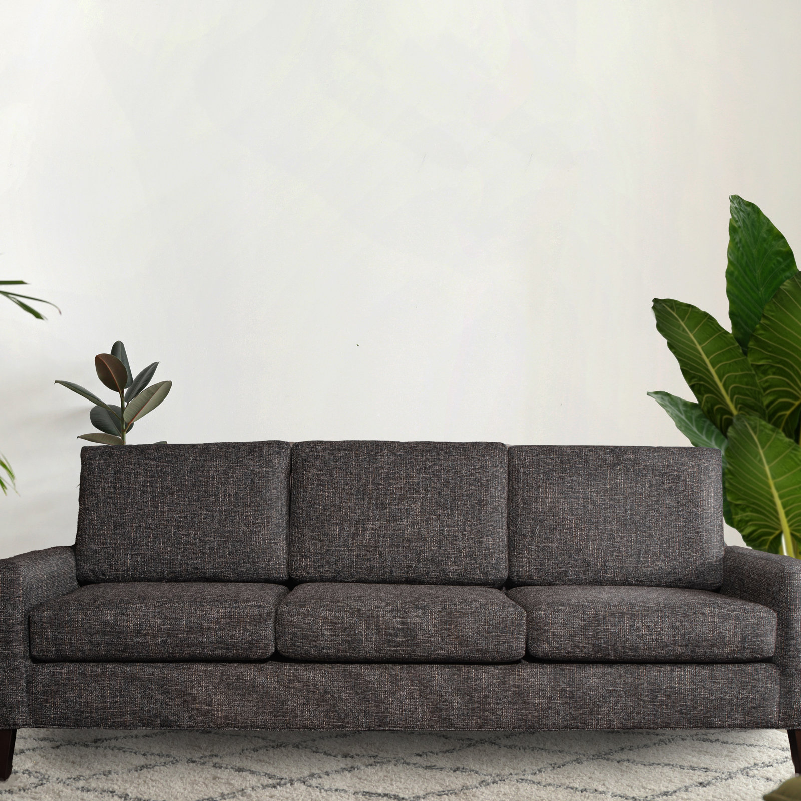 Madison 84" Square Arm Sofa with Reversible Cushions, Dorset Charcoal Performance Chenille