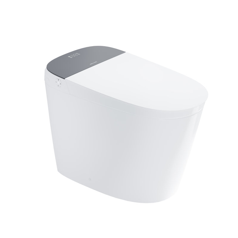 White Ceramic Elongated Smart Toilet with Heated Seat and Dryer