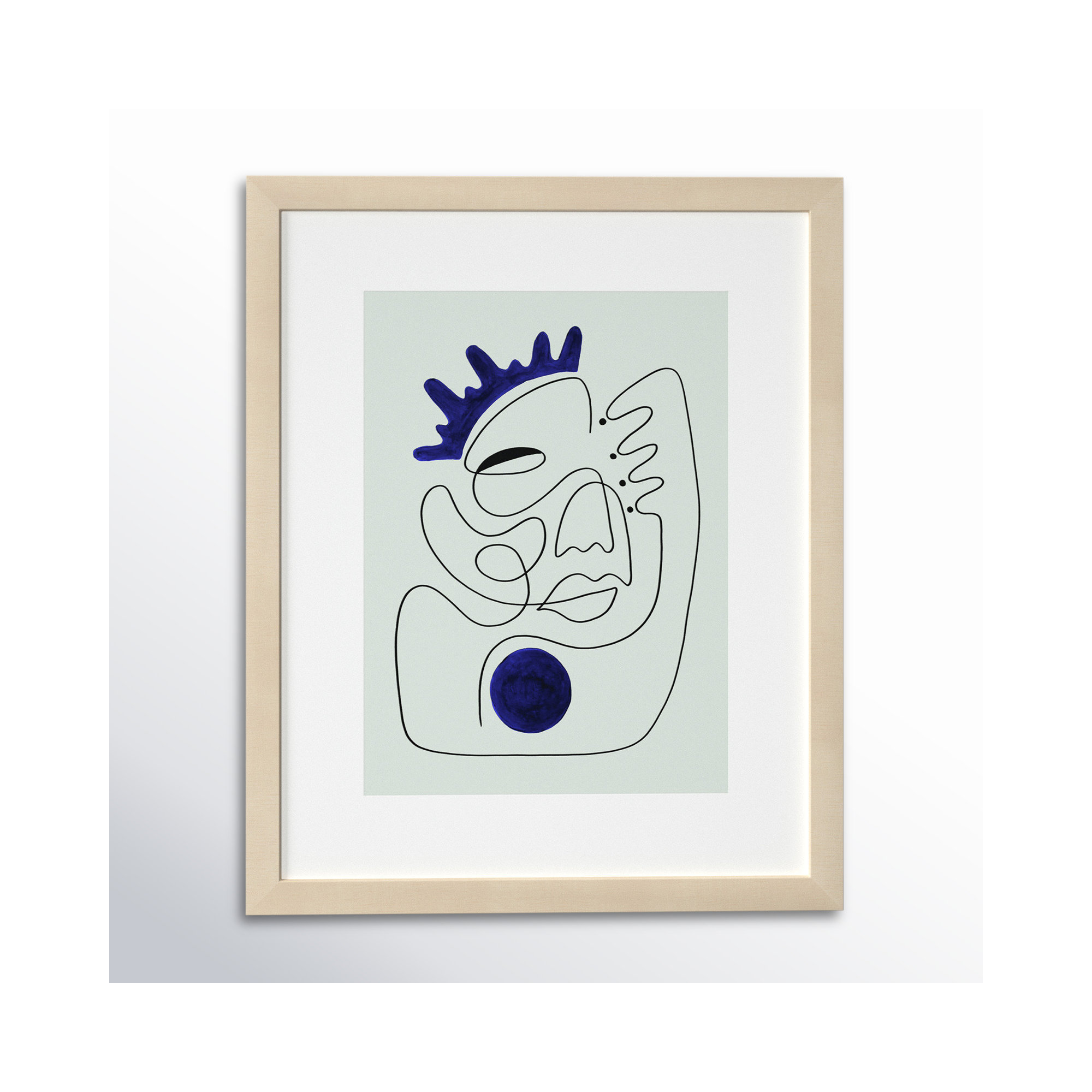 El Rey by Shatha Al Dafai, 21.38" H x 17.38" W x 0.875" D, Natural Framed