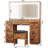43" W 7-Drawer Makeup Vanity Set with LED Lighted Mirror and Power Outlet -1671923502