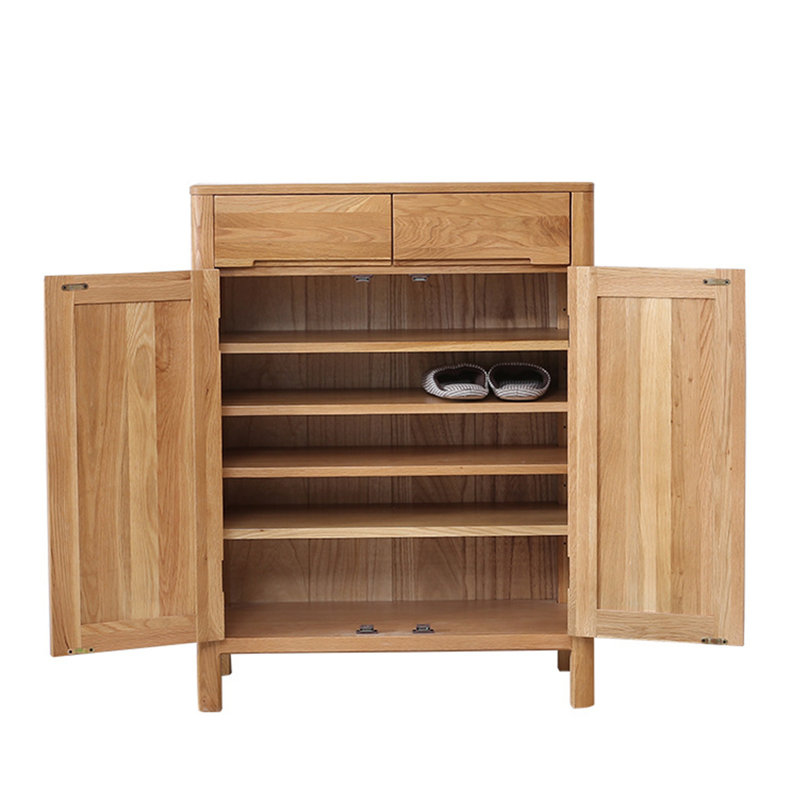 Solid Wood Grain Minimalist Shoe Cabinet 20 Pair Solid Wood Shoe Storage Cabinet