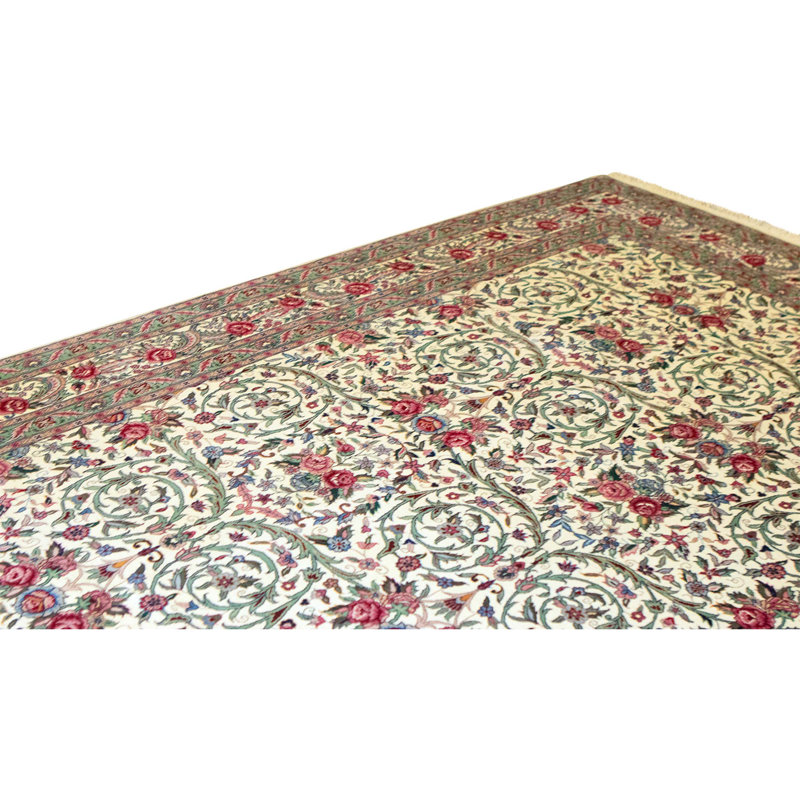 Hand Knotted Wool Oriental Area Rug in Ivory