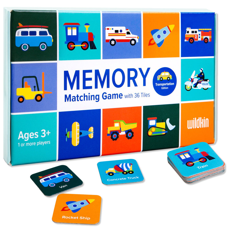 Wildkin Memory Matching Game – 18 Educational Pairs for Toddlers & Preschool - Transportation 