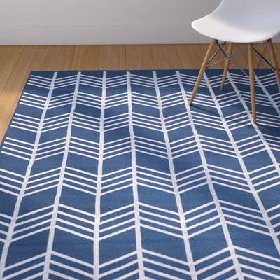 Tyrel Hand Woven Flat Weave With Embroidery Wool Chevron Rug