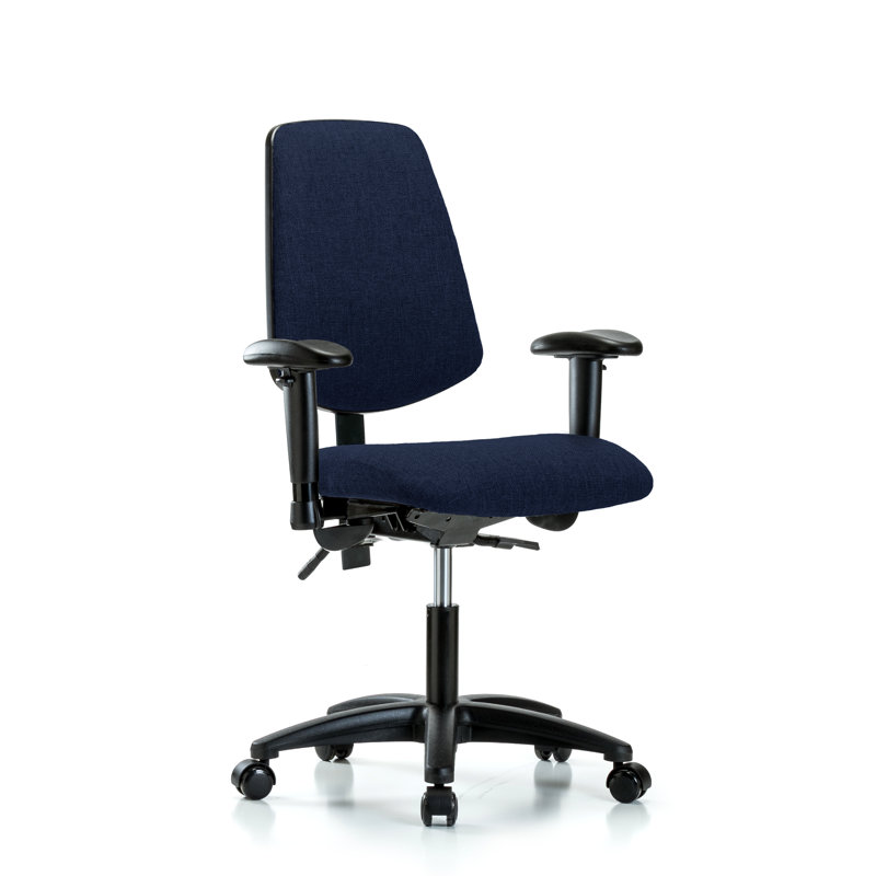 Chaise de tâches ergonomique Desirae, Roulettes, Fonction d'inclinaison, Bleu marine