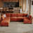 124 '' U-shaped Sectional Sofa, 8-Seater Modular Couch, Comfy Living Room Cushion Cloud Couch with Ottoman-861814972