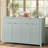 55.1" Modern Sideboard Buffet Cabinet with 4 Wave-Pattern Doors & 2 Drawers, Scandinavian Storage Credenza with Adjustable Shelves-859987419