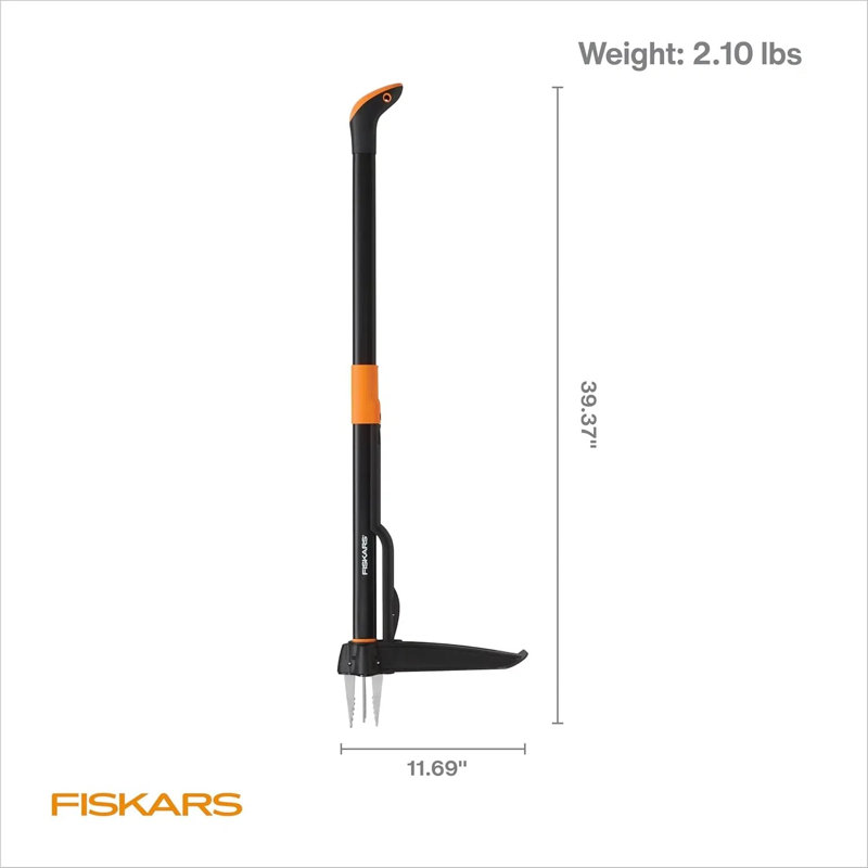 Désherbeur à 4 griffes à 4 griffes - Désherbeur à long manche ergonomique 39 po avec mécanisme d'éjection facile pour pissenlits, chardons et mauvaises herbes envahissantes