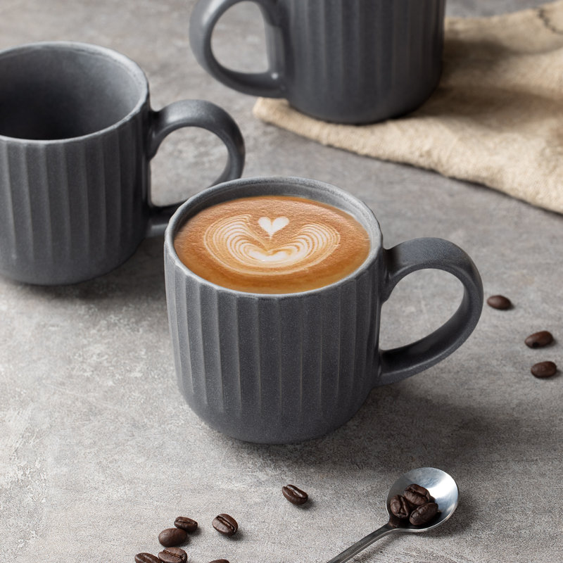  Starlight 4-Piece Stoneware Mug Set, Matte Black Gray