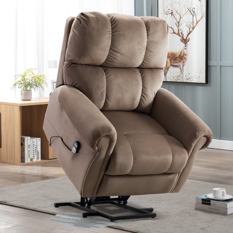 Fauteuil de massage inclinable électrique chauffant Mexia, Chenille brun clair