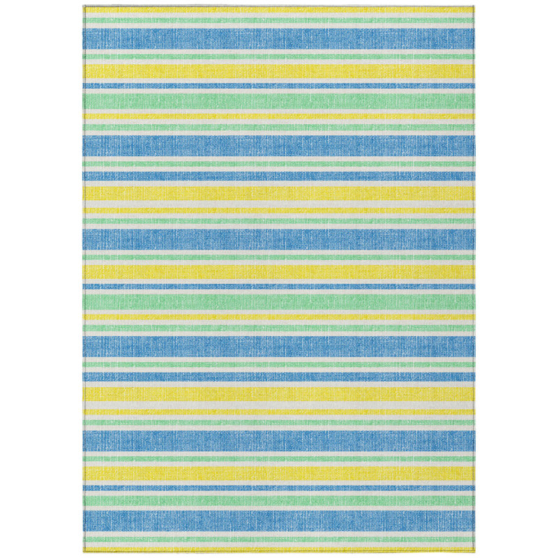 Tapis intérieur lavable à rayures antidérapant 8 pi x 10 pi jaune