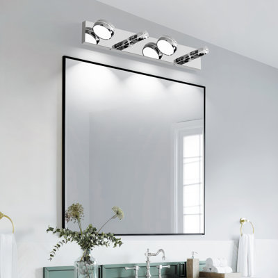 Luminaire de salle de bain, miroir de salle de bain moderne à 4 lumières à DEL à intensité variable chromé pour salon de chambre à coucher