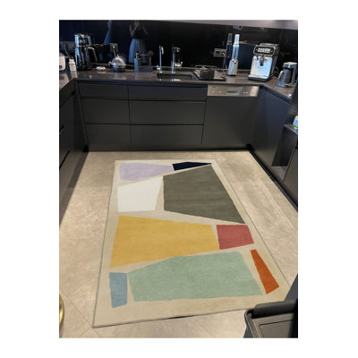 Tapis multicolore multicolore à motif décoratif de forme lavable à la machine