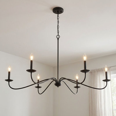 Lustre 6 lumières Meridian en noir mat