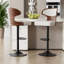 Bar Stools Set of 2 Seat Adjustable Height 62.2-85.1cm Bentwood Swivel Barstools with Back & Footrest - PU Leather Upholstered Bar Chair for Bar, Kitchen, Dining Room-529745424-529745438-529745437