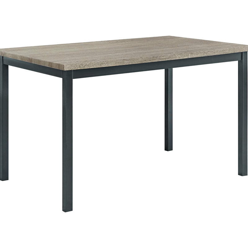 Table de salle à manger de style transitionnel gris et noir, 48 pouces de long, pour une utilisation quotidienne rectangulaire, métal