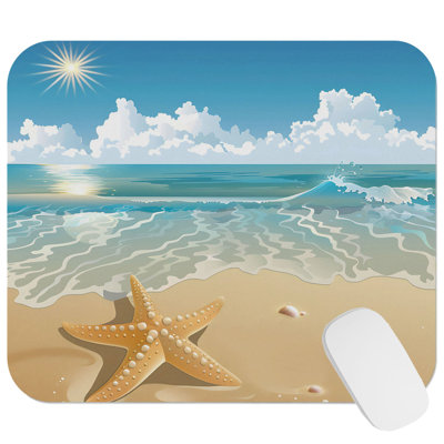 Beach and Coastal Ocean Shore VIII Nautical Gaming Cute Office Laptop Desk Pad Gift Mat Square Rectangle Non-Slip Mousepad
