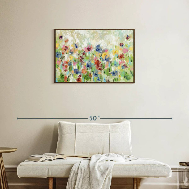 Fleurs de printemps au printemps I, Cadre flottant noyer, 31 po x 21 po