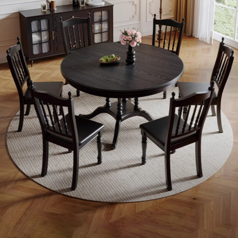 French elegant solid wood round table set