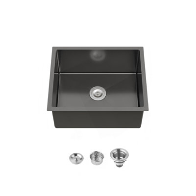 Évier de cuisine en acier inoxydable, lavabo simple encastré à la main 23 po x 19 po