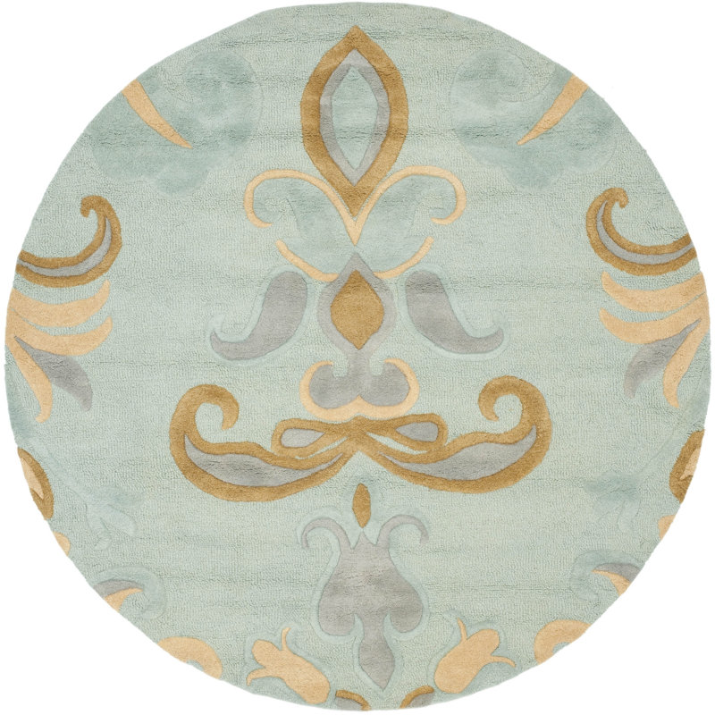 Candelo Soho Hand Tufted Wool Floral Rug, Round 6'