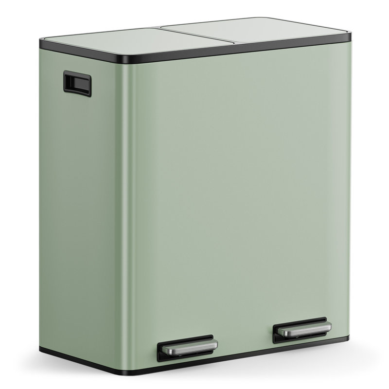 60L Compartment Bins Step On Multi-Compartment Rubbish & Recycling Bin - 60L, Green