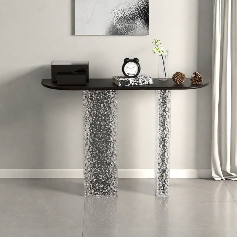 Modern minimalist acrylic console table, 31.5" H x 47.24" W x 11.81" D, Black