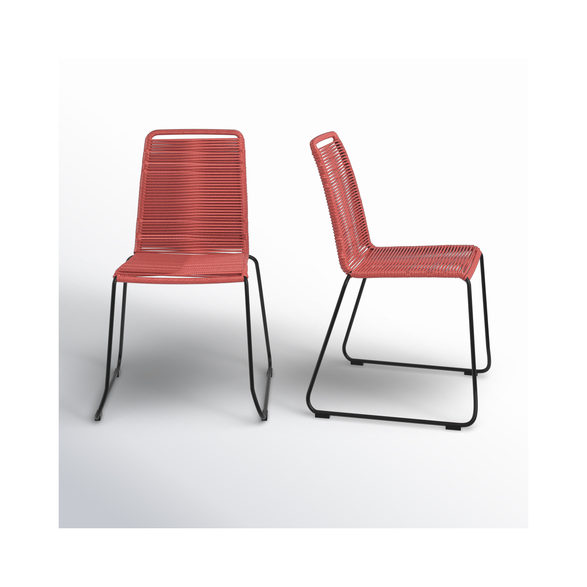 Camberlynn Premium All-Weather Wicker Outdoor Stacking Dining Side Chair, Brick Red