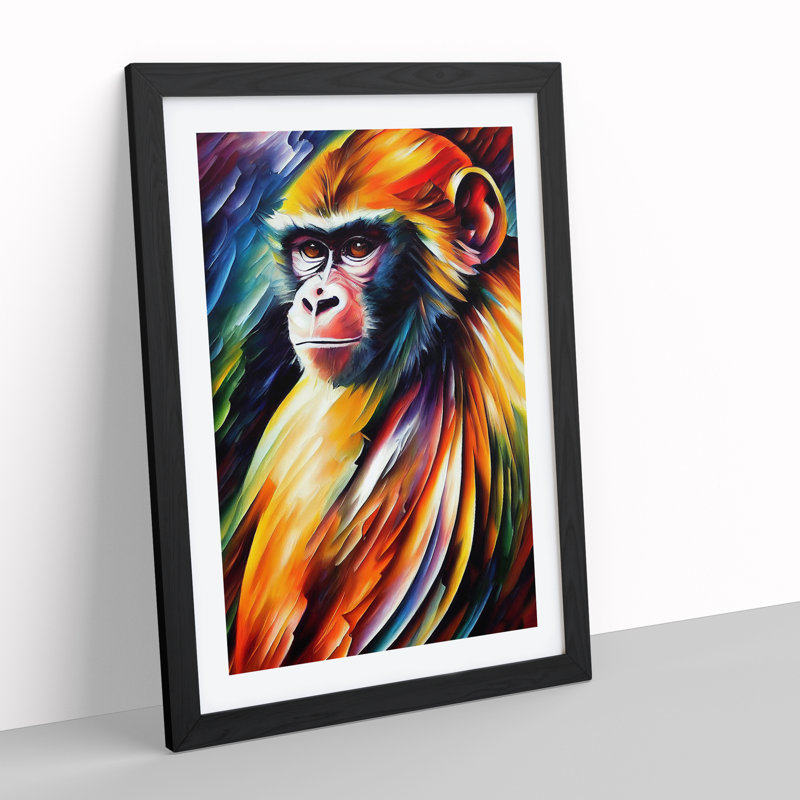 Monkey Portrait No.3 - Framed Print, Black, 64cm H x 46cm W x 2cm D