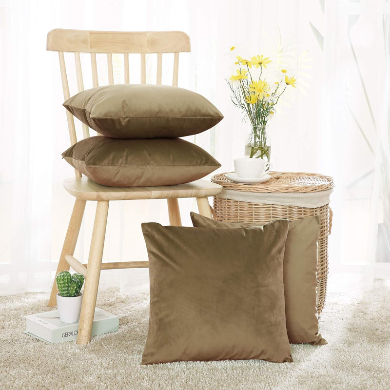 Dexmoor Square Throw Pillow Cover, 45cm H x 45cm W, Flax