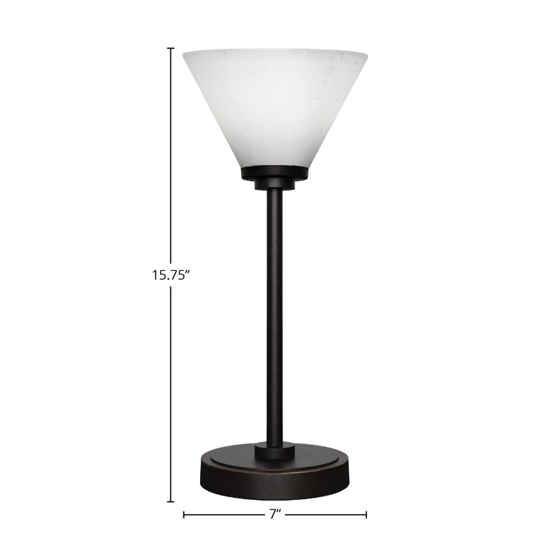 Lampe d'appoint Luna avec verre mousseline blanc 7 po, Granit foncé, H 15,75 po x l 7 po x P 7 po