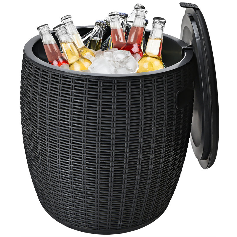 Alayiah Round Outdoor Side Table , 16'' in. W 16'' in. D, Black