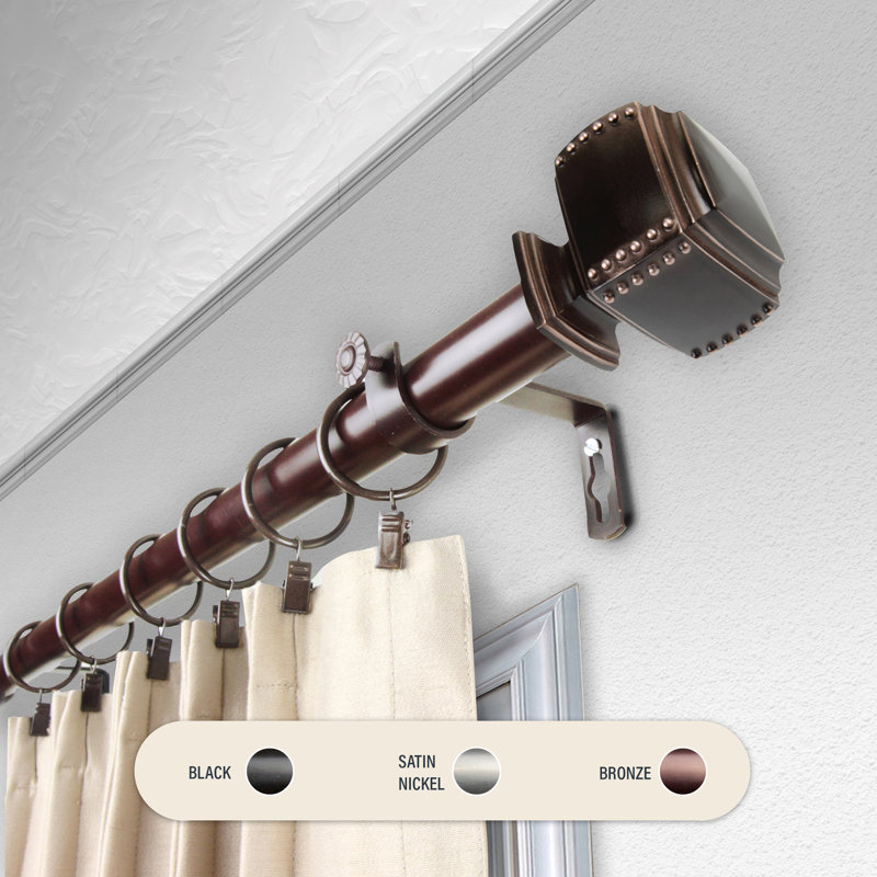 Brock 1" Curtain Rod, Bronze, 66" - 120"