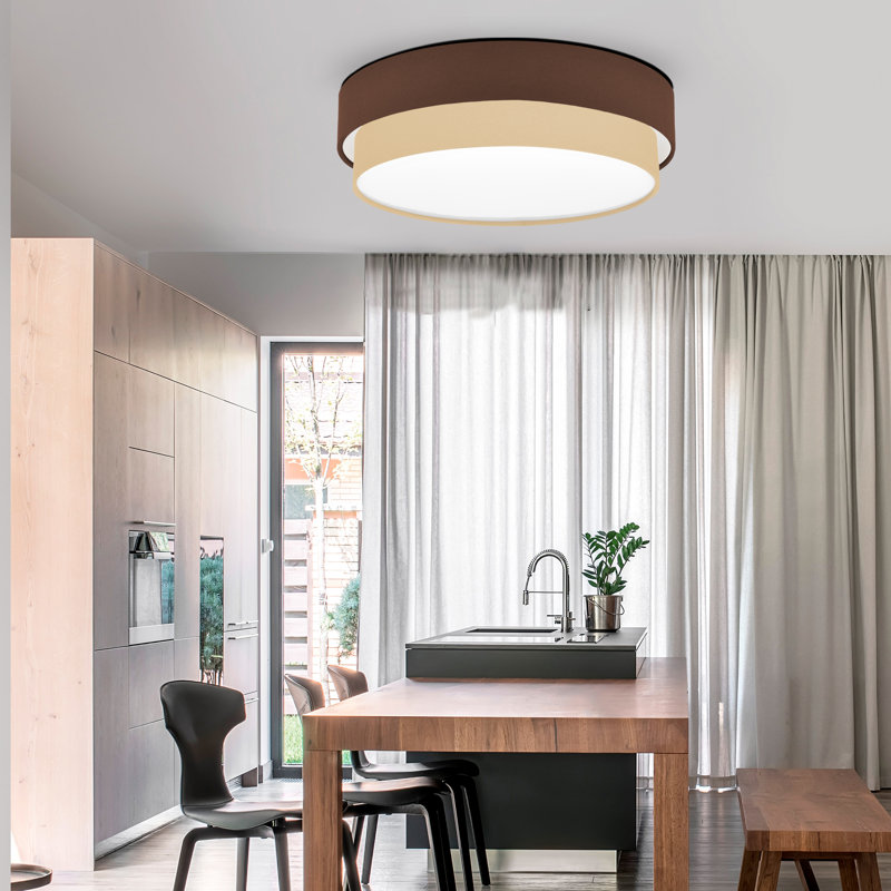 Avory Fabric Flush Mount, Brown / Latte Brown