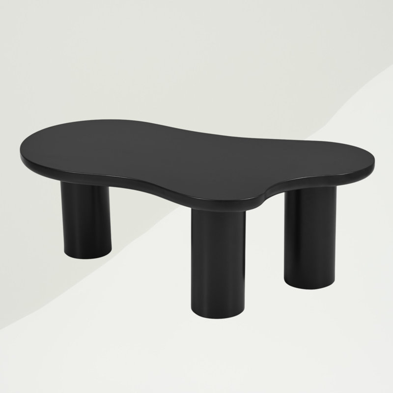 44'' X 25.9'' Easy Assembly Cloud Coffee Table With 1.5'' Thick Tabletop, Style Irregular End Table With 3 Sturdy Legs, Sleek Center Table With Round Edge For Living Room