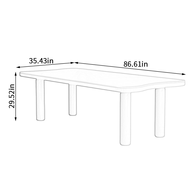 Creamy Style Simple Exquisite Rock Slab Table, White, 29.52"H x 86.61"L x 35.43"W