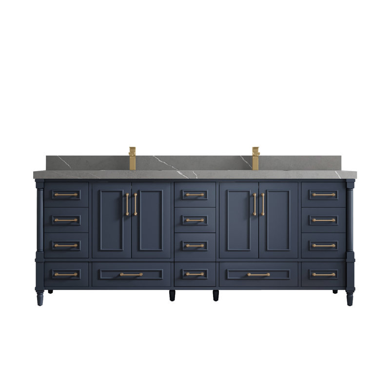 Meuble-lavabo Aberdeen, Gris Piatra, Bleu marine hâlé
